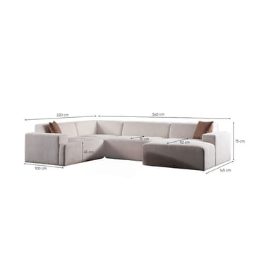 Branorin 5-seters Hjørnesofa med Sjeselong - Brun/Hvit - Møbler - Sofaer - Modulsofaer - Komplett modulsofa