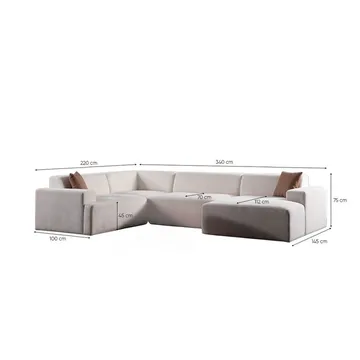 Branorin 5-seters Hjørnesofa med Sjeselong - Brun/Hvit - Møbler - Sofaer - Modulsofaer - Komplett modulsofa