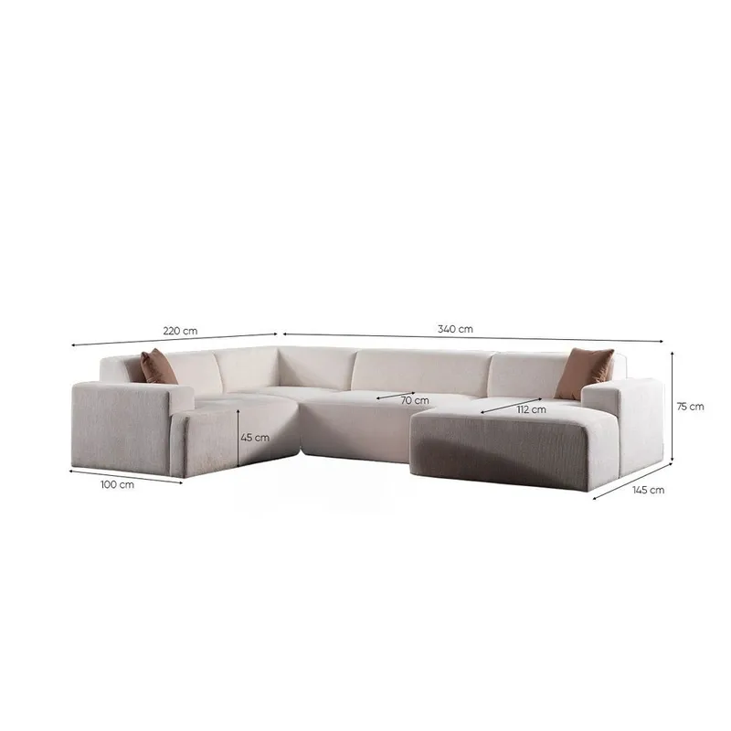 Branorin 5-seters Hjørnesofa med Sjeselong - Brun/Hvit - Møbler - Sofaer - Modulsofaer - Komplett modulsofa