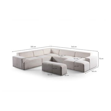 Branorin 6-seters Hjørnesofa med Sjeselong - Kremhvit - Møbler - Sofaer - Hjørnesofaer - Hjørnesofa med divan