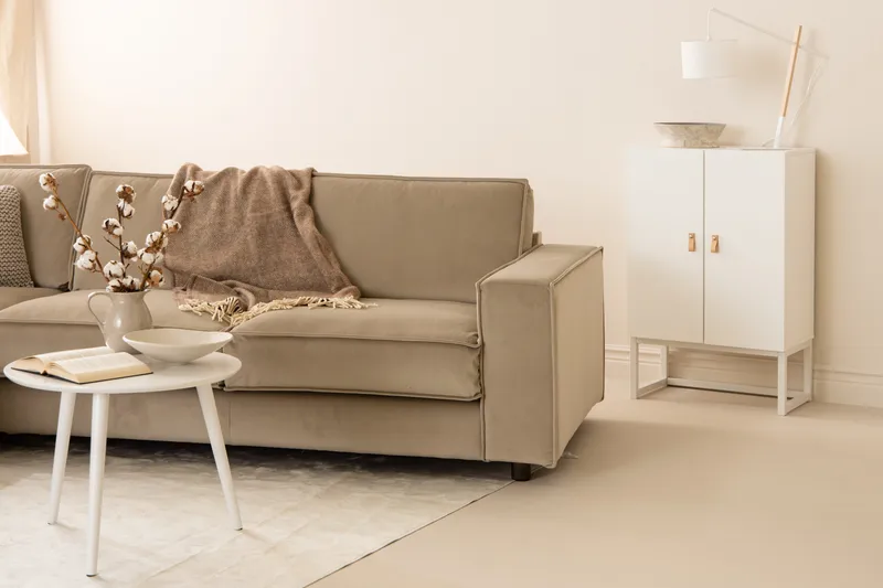 Cloudia Hjørnesofa Fløyel - Beige - Møbler - Sofaer - Hjørnesofaer