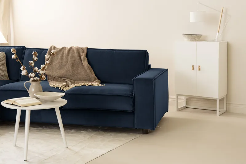 Cloudia Hjørnesofa Fløyel - Blå - Møbler - Sofaer - Hjørnesofaer