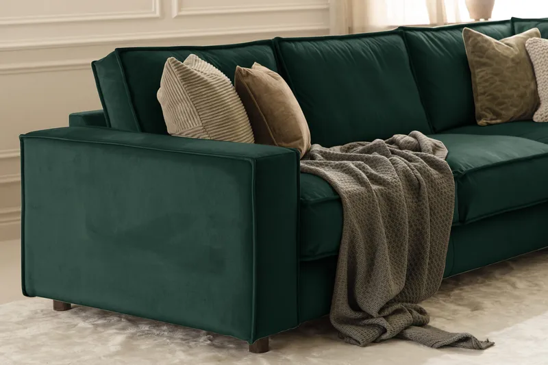 Cloudia Hjørnesofa Fløyel - Grønn - Møbler - Sofaer - Hjørnesofaer