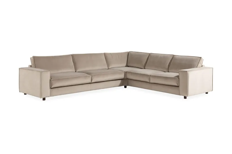 Cloudia Hjørnesofa Large Fløyel - Beige - Møbler - Sofaer - Hjørnesofaer