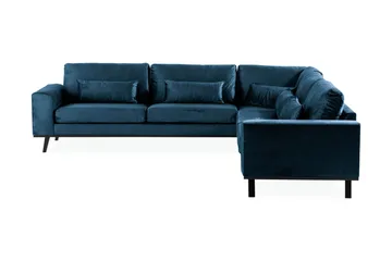 Copenhagen 6-seters L-formet Hjørnesofa i Fløyel - Blå - Møbler - Sofaer - Hjørnesofaer