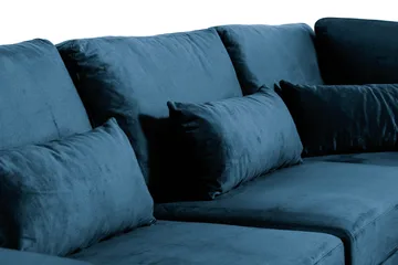 Copenhagen 6-seters L-formet Hjørnesofa i Fløyel - Blå - Møbler - Sofaer - Hjørnesofaer