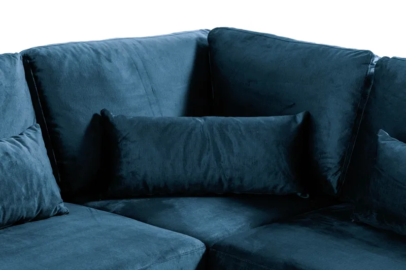 Copenhagen 6-seters L-formet Hjørnesofa i Fløyel - Blå - Møbler - Sofaer - Hjørnesofaer
