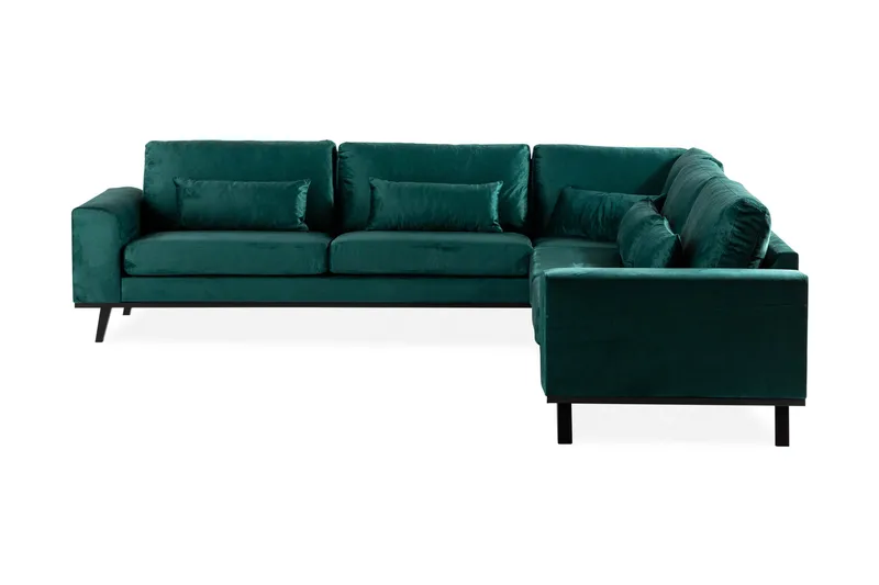 Copenhagen 6-seters L-formet Hjørnesofa i Fløyel - Grønn - Møbler - Sofaer - Hjørnesofaer