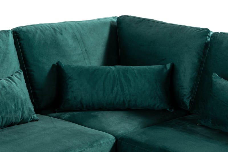 Copenhagen 6-seters L-formet Hjørnesofa i Fløyel - Grønn - Møbler - Sofaer - Hjørnesofaer