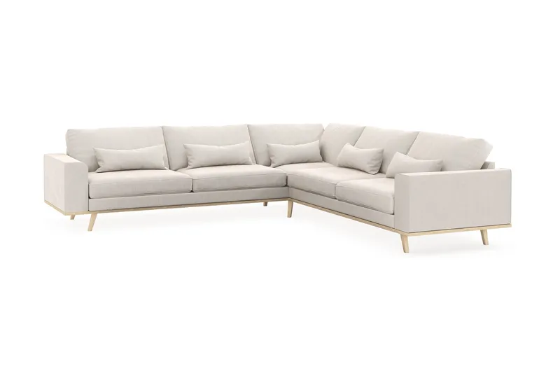 Copenhagen 6-seters L-formet Hjørnesofa i Fløyel - Kremhvit - Møbler - Sofaer - Hjørnesofaer