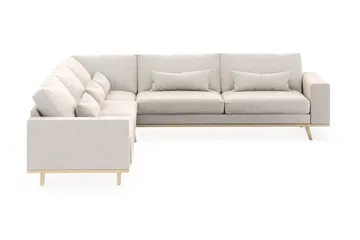 Copenhagen 6-seters L-formet Hjørnesofa i Fløyel - Kremhvit - Møbler - Sofaer - Hjørnesofaer