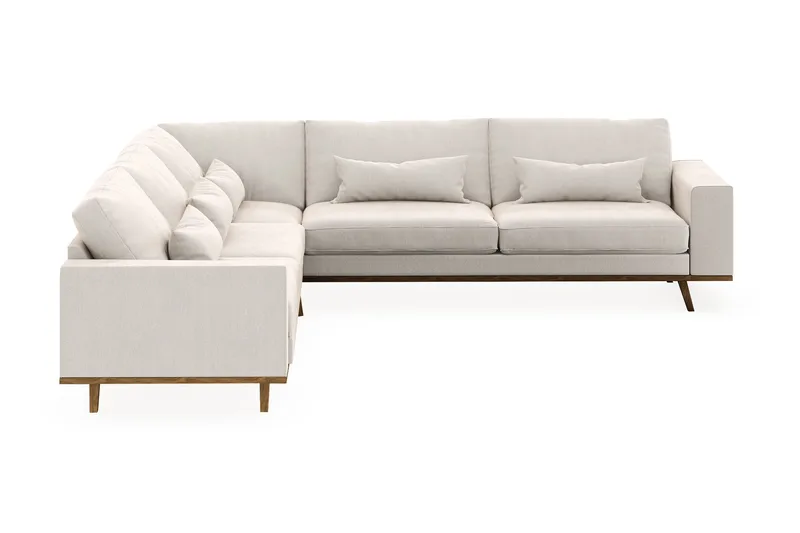 Copenhagen 6-seters L-formet Hjørnesofa i Fløyel - Kremhvit - Møbler - Sofaer - Hjørnesofaer