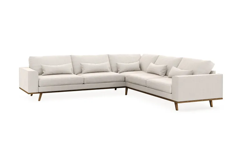 Copenhagen 6-seters L-formet Hjørnesofa i Fløyel - Kremhvit - Møbler - Sofaer - Hjørnesofaer