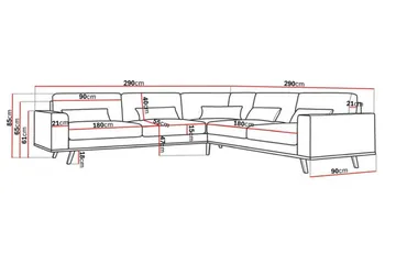 Copenhagen 6-seters L-formet Hjørnesofa i Fløyel - Lilla - Møbler - Sofaer - Hjørnesofaer