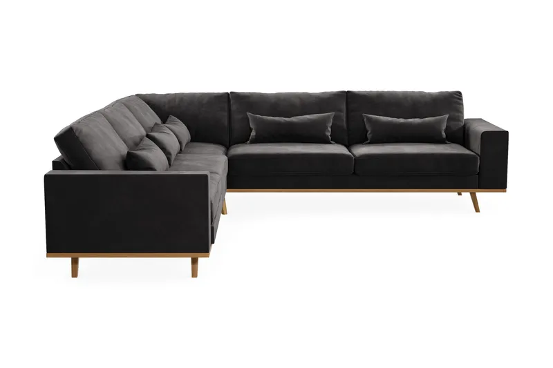 Copenhagen 6-seters L-formet Hjørnesofa i Fløyel - Mørk grå - Møbler - Sofaer - Hjørnesofaer