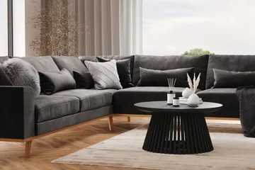 Copenhagen 6-seters L-formet Hjørnesofa i Fløyel - Mørk grå - Møbler - Sofaer - Hjørnesofaer