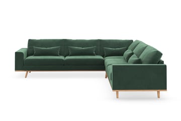 Copenhagen 6-seters L-formet Hjørnesofa i Fløyel - Mørk grønn - Møbler - Sofaer - Hjørnesofaer