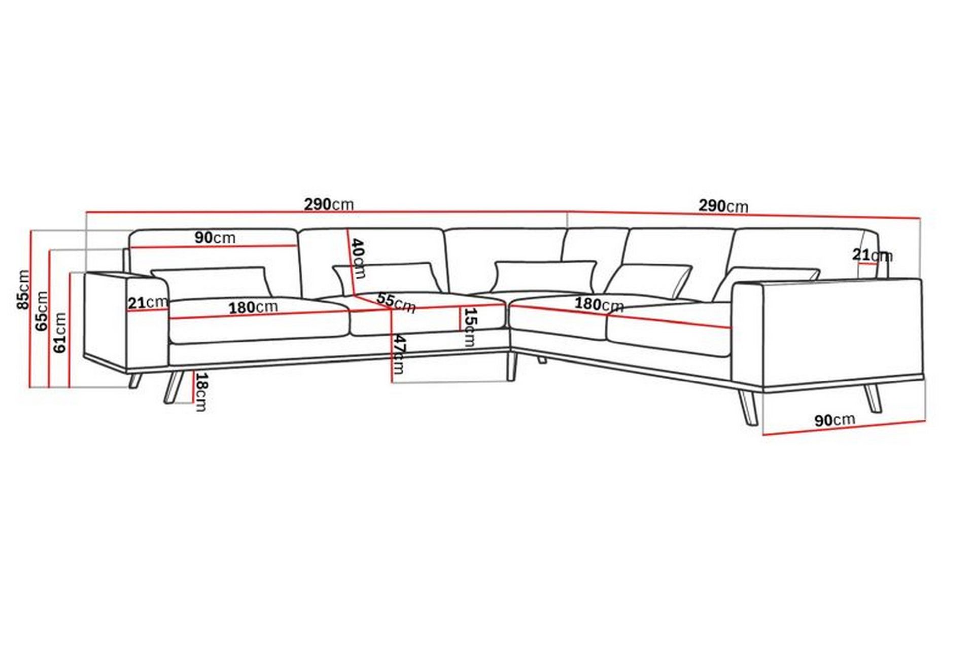 Copenhagen 6-seters L-formet Hjørnesofa i Fløyel - Mørk grønn - Møbler - Sofaer - Hjørnesofaer