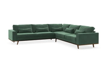 Copenhagen 6-seters L-formet Hjørnesofa i Fløyel - Mørk grønn - Møbler - Sofaer - Hjørnesofaer
