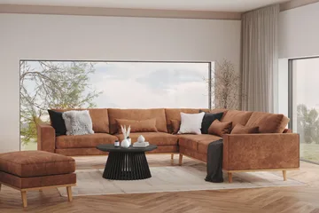 Copenhagen 6-seters L-formet Hjørnesofa i Kunstlær - Brun - Møbler - Sofaer - Hjørnesofaer