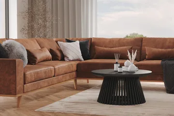 Copenhagen 6-seters L-formet Hjørnesofa i Kunstlær - Brun - Møbler - Sofaer - Hjørnesofaer