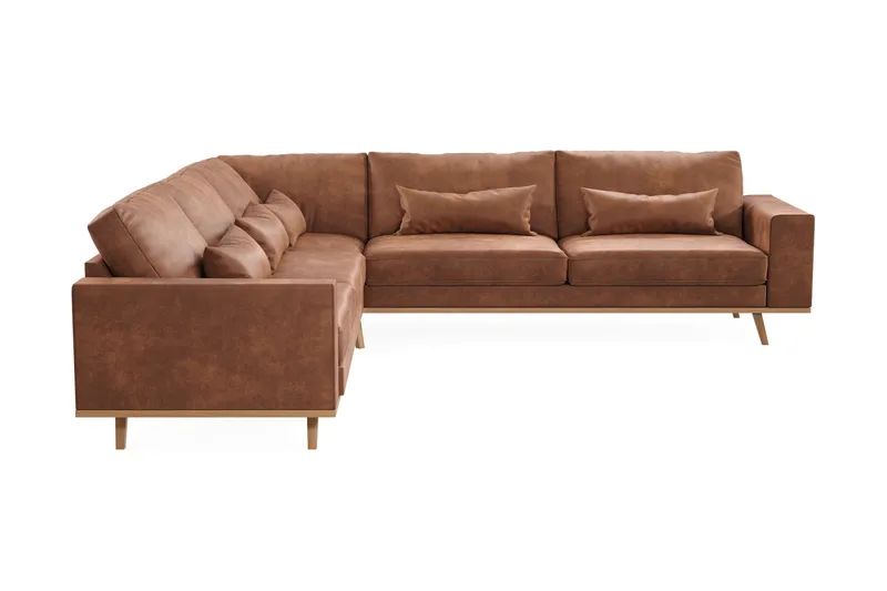 Copenhagen 6-seters L-formet Hjørnesofa i Kunstlær, Brun