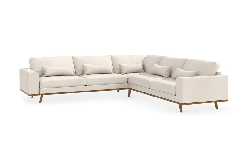 Copenhagen 6-seters L-formet Hjørnesofa i Stoff - Beige - Møbler - Sofaer - Hjørnesofaer
