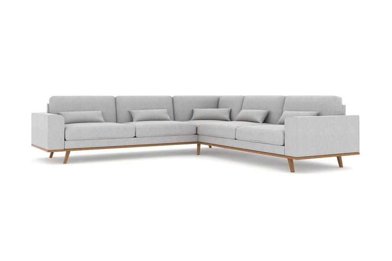 Copenhagen 6-seters L-formet Hjørnesofa i Stoff - Grå - Møbler - Sofaer - Hjørnesofaer