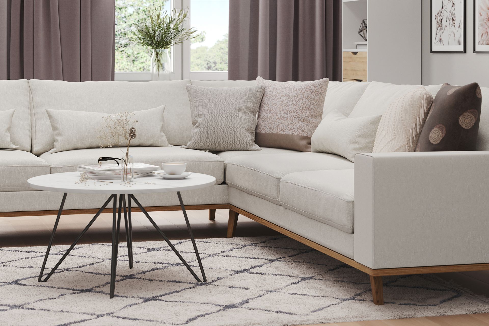 Copenhagen 6-seters L-formet Hjørnesofa i Stoff - Lys grå - Møbler - Sofaer - Hjørnesofaer