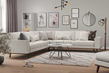 Copenhagen 6-seters L-formet Hjørnesofa i Stoff - Lys grå - Møbler - Sofaer - Hjørnesofaer