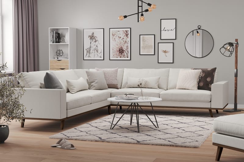 Copenhagen 6-seters L-formet Hjørnesofa i Stoff - Lys grå - Møbler - Sofaer - Hjørnesofaer