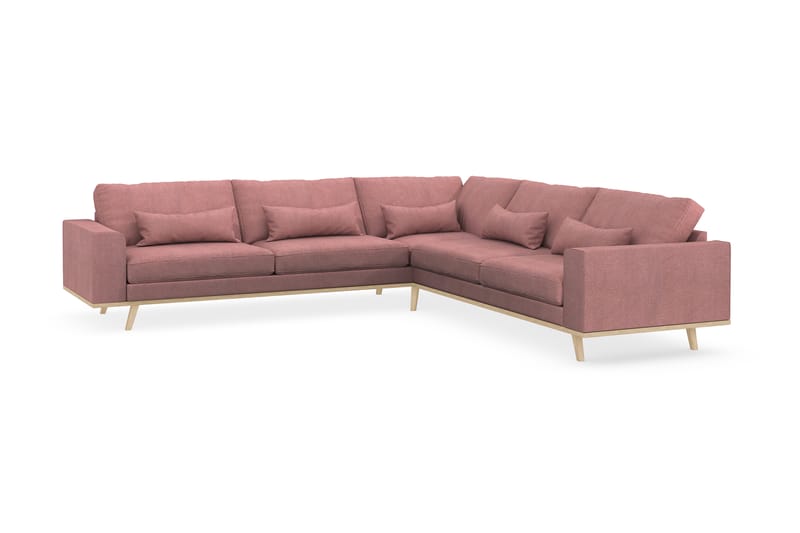 Copenhagen 6-seters L-formet Hjørnesofa i Stoff - Rosa - Møbler - Sofaer - Hjørnesofaer