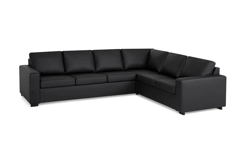 Crazy 5-seters Vendbar L-formet Large Hjørnesofa i Kunstlær - Svart - Møbler - Sofaer - Skinnsofaer