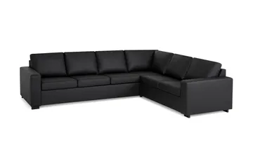 Crazy 5-seters Vendbar L-formet Large Hjørnesofa i Kunstlær - Svart - Møbler - Sofaer - Skinnsofaer