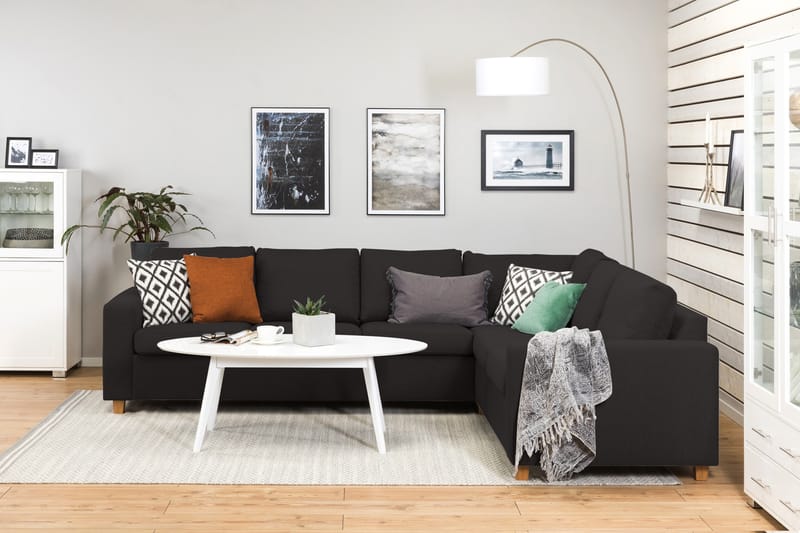 Crazy 5-seters Vendbar L-formet Large Hjørnesofa i Stoff - Antrasitt - Møbler - Sofaer - Hjørnesofaer