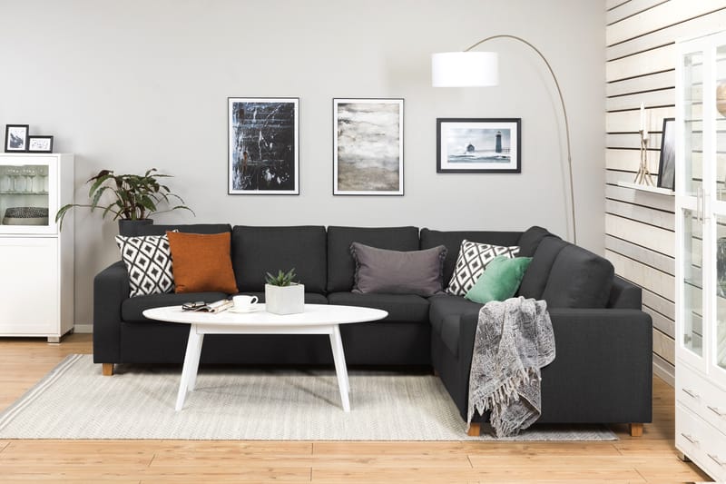 Crazy 5-seters Vendbar L-formet Large Hjørnesofa i Stoff - Antrasitt - Møbler - Sofaer - Hjørnesofaer