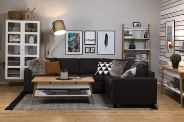 Crazy 5-seters Vendbar L-formet Large Hjørnesofa i Stoff - Antrasitt - Møbler - Sofaer - Hjørnesofaer