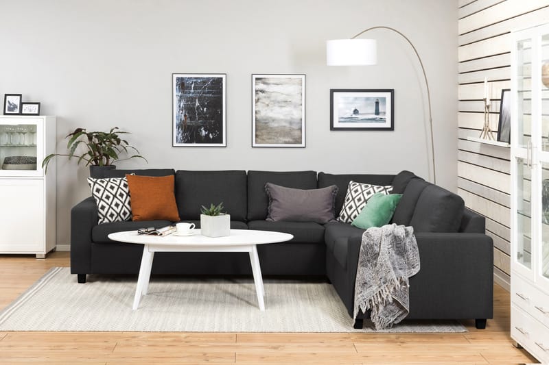 Crazy 5-seters Vendbar L-formet Large Hjørnesofa i Stoff - Antrasitt - Møbler - Sofaer - Hjørnesofaer