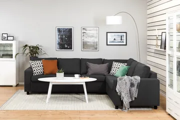 Crazy 5-seters Vendbar L-formet Large Hjørnesofa i Stoff - Antrasitt - Møbler - Sofaer - Hjørnesofaer