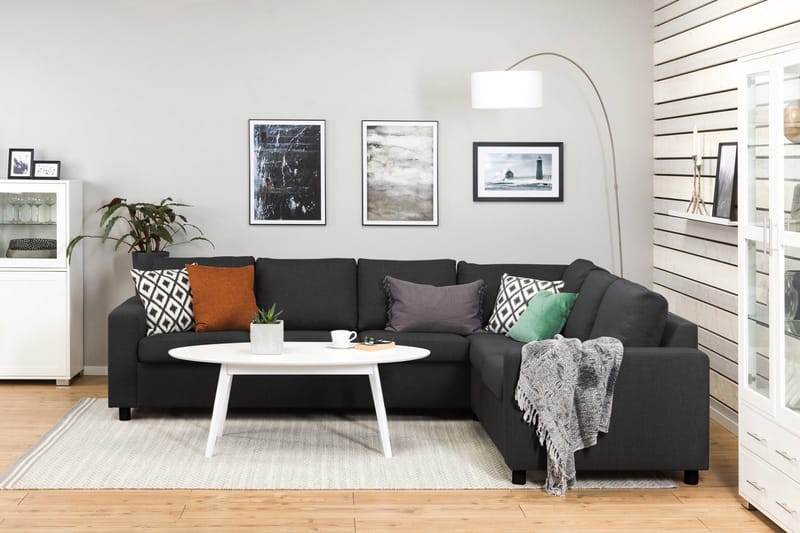 Crazy 5-seters Vendbar L-formet Large Hjørnesofa i Stoff - Antrasitt - Møbler - Sofaer - Hjørnesofaer