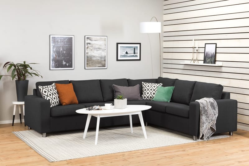 Crazy 5-seters Vendbar L-formet Large Hjørnesofa i Stoff - Antrasitt - Møbler - Sofaer - Hjørnesofaer