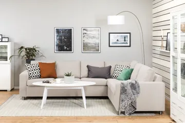 Crazy 5-seters Vendbar L-formet Large Hjørnesofa i Stoff - Beige - Møbler - Sofaer - Hjørnesofaer