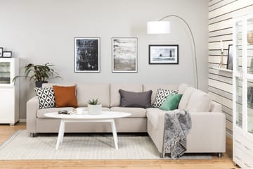 Crazy 5-seters Vendbar L-formet Large Hjørnesofa i Stoff - Beige - Møbler - Sofaer - Hjørnesofaer