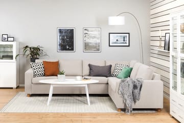 Crazy 5-seters Vendbar L-formet Large Hjørnesofa i Stoff - Beige - Møbler - Sofaer - Hjørnesofaer