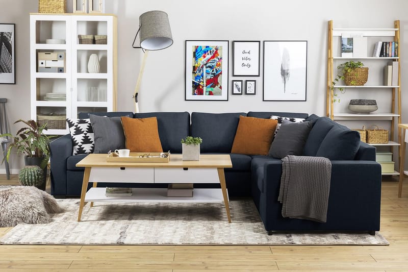 Crazy 5-seters Vendbar L-formet Large Hjørnesofa i Stoff - Blå - Møbler - Sofaer - Hjørnesofaer