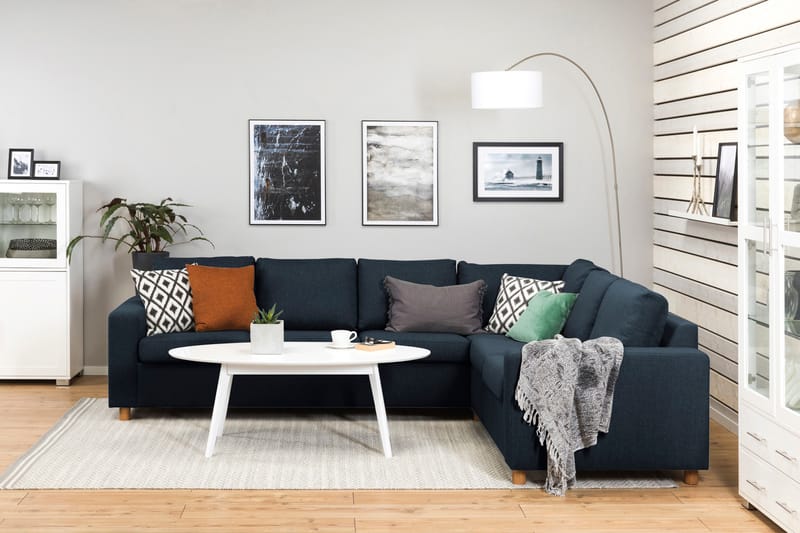 Crazy 5-seters Vendbar L-formet Large Hjørnesofa i Stoff - Blå - Møbler - Sofaer - Hjørnesofaer