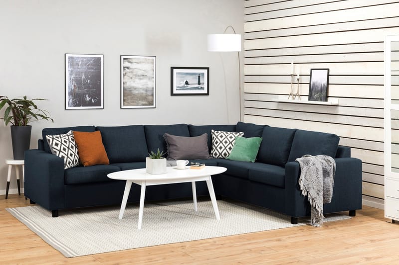 Crazy 5-seters Vendbar L-formet Large Hjørnesofa i Stoff - Blå - Møbler - Sofaer - Hjørnesofaer