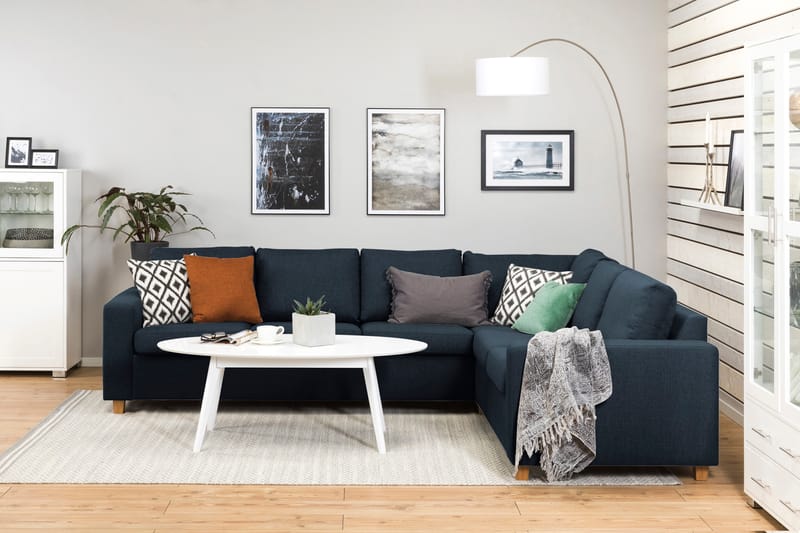 Crazy 5-seters Vendbar L-formet Large Hjørnesofa i Stoff - Blå - Møbler - Sofaer - Hjørnesofaer