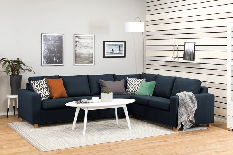 Crazy 5-seters Vendbar L-formet Large Hjørnesofa i Stoff - Blå - Møbler - Sofaer - Hjørnesofaer
