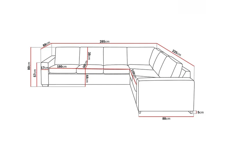 Crazy 5-seters Vendbar L-formet Large Hjørnesofa i Stoff - Blå - Møbler - Sofaer - Hjørnesofaer